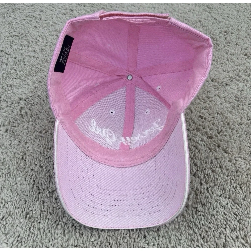 Jersey Girl Hat Womens Pink Embroidered Script Adjustable Strapback Baseball Cap